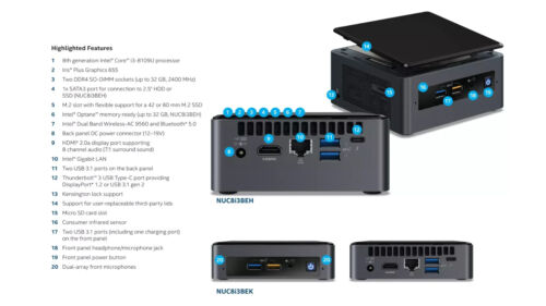 Intel NUC Desktop NUC8i5BEk Intel i5 8th Gen,16GB RAM, 512gb SSD Win 11 Pro - Picture 4 of 4