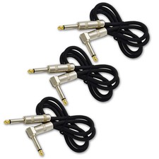 3 ft Right Angle to straight 1/4" plug guitar instrument patch cable cord,3PCS
