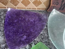 5  AnnieGlass Triangular Purple Green Clear  Dinner Plate Art Glass Triangle 10"