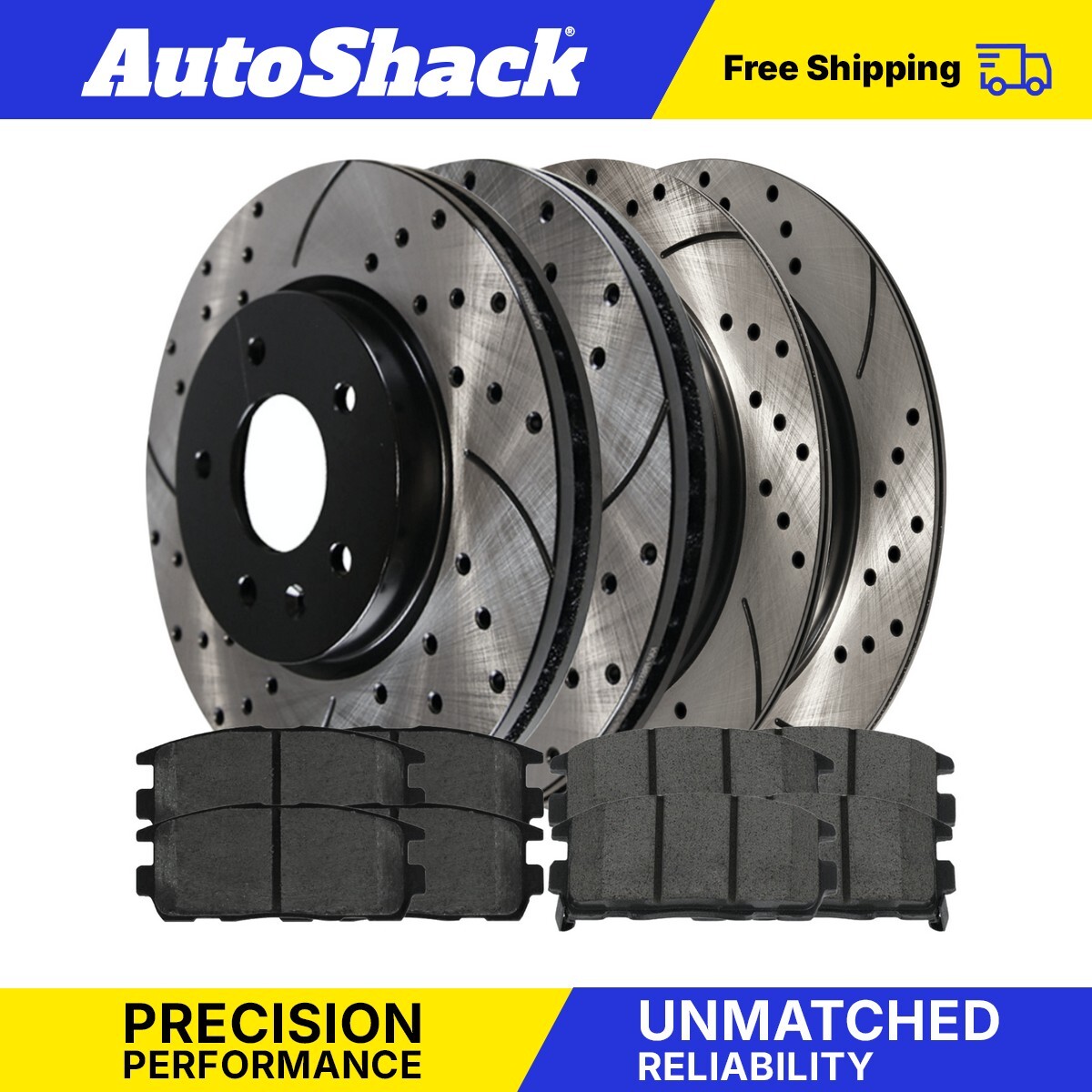 Front and Rear Drilled and Slotted Brake Rotors Pads for 2007-2009 Chevy Equinox