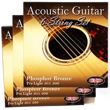 ACOUSTIC GUITAR String 3x MultiPack by Adagio Phosphor Bronze Steel Light 11 50