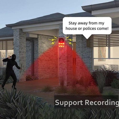 1xSolar Motion Sensor Alarm Emits Loud Dog Barking Gunshot P9K3 To Up 130db P1Q6 - Afbeelding 12 van 17