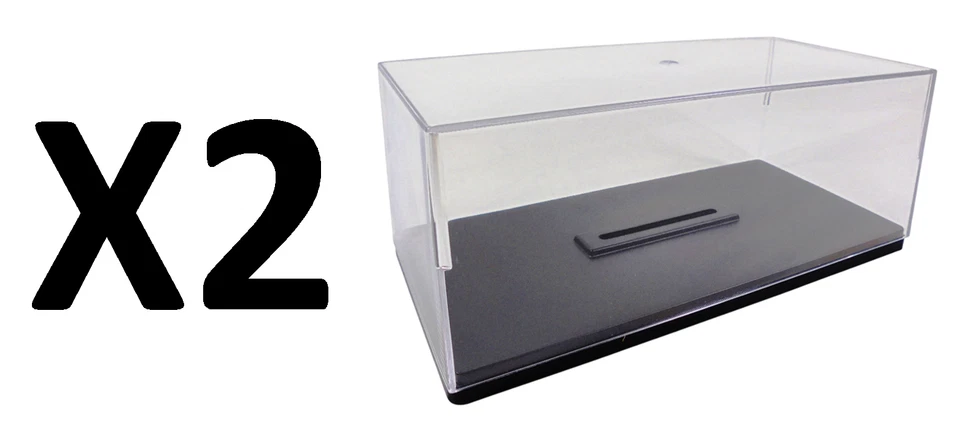 Lot de 2 boites vitrine cristal acrylique + socles pour voiture miniature 1/24 - Photo 1/4