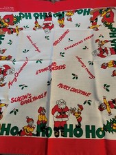 Bandana VTG Santa & Elves NEW 22" X 22" made in USA 50 cotton 50 poly