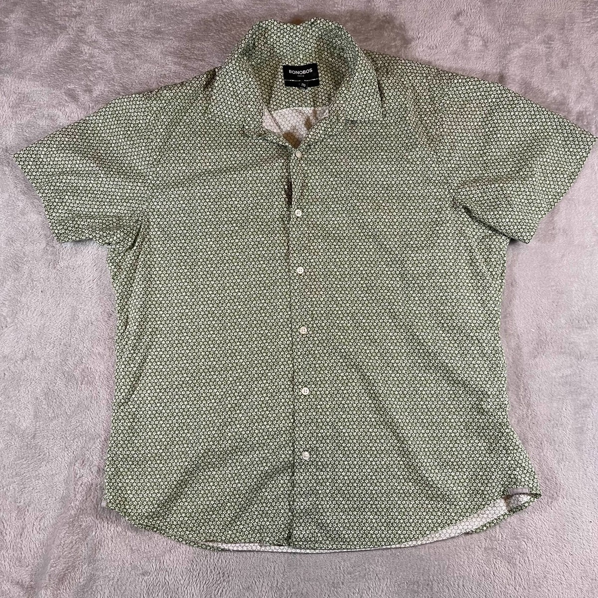 Bonobos Button Down XXL Green Floral All Over Print Slim Fit