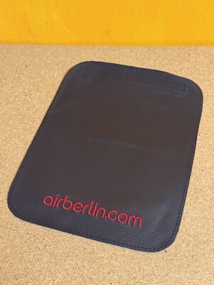 Air Berlin Kopfstützenschoner Latz original Head Rest Cover Leder geflogen used