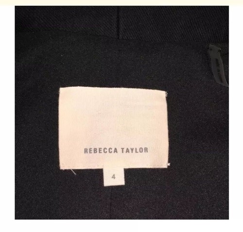 Rebecca Taylor Zipper Trim Blazer Jacket Black Sz 4 Edgy Career Open Front - Picture 7 of 9
