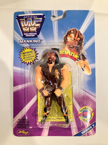 WWF Bend-Ems MOC Mankind Wrestling Action Figure S...