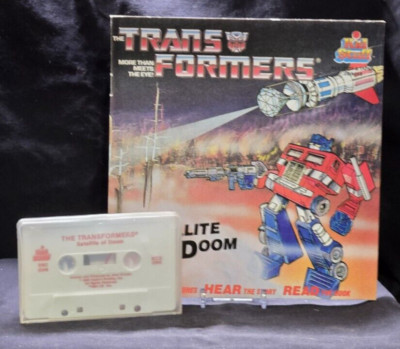 TRANSFORMERS - SATELLITE OF DOOM - TALKING STORY BOOK - w CASSETTE TAPE - 1985