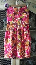 Forever 21 Strapless Pink Orange Floral Mini Dress Medium