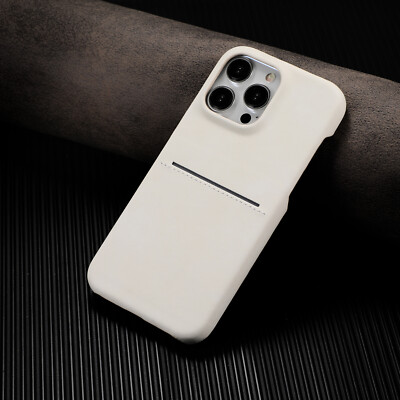For iPhone 16 Pro Max 15 14 13 12 Leather Frosted Back Case with Card Slot