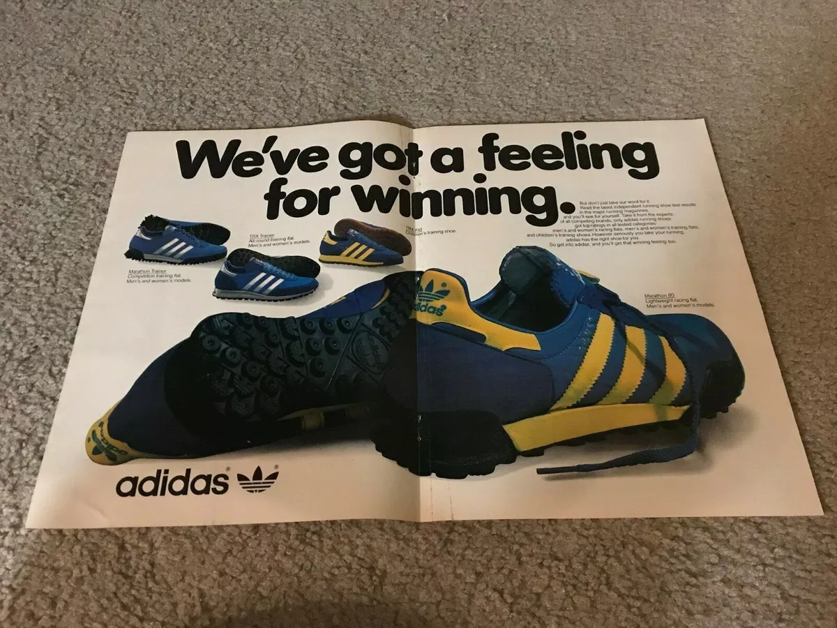 Vintage 1980 ADIDAS MARATHON 80 TRAINER TRX Running Shoes Poster Print Ad RARE