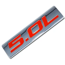 CHROME/RED METAL 5.0L ENGINE RACE MOTOR SWAP EMBLEM BADGE FOR TRUNK HOOD DOOR