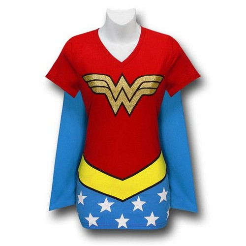V-Neck Caped Costume T-Shirt 
