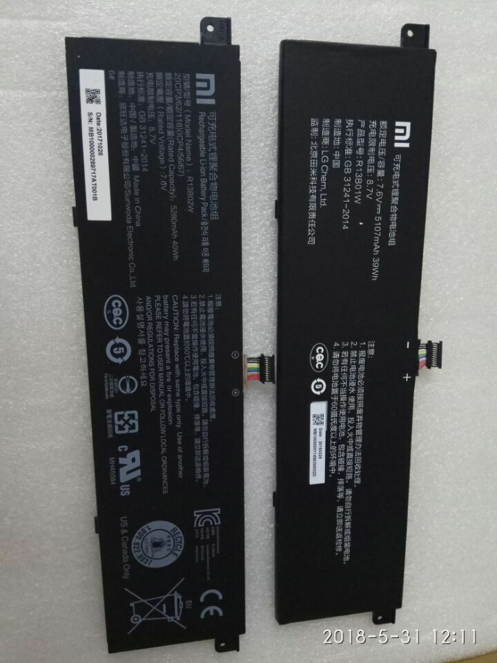 Original Battery  R13B01W R13B02W For Xiaomi Mi Air 13.3" Laptop 5107mAh