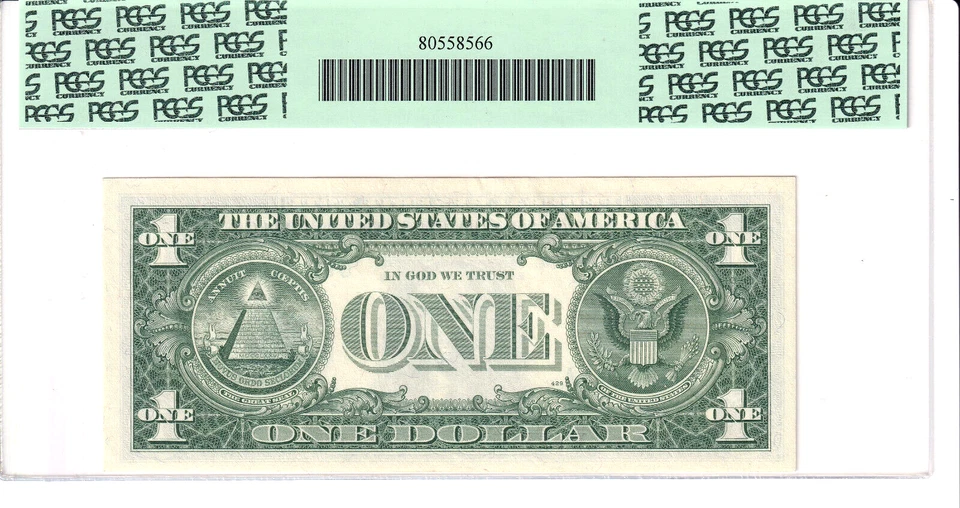 1963 $1 FRN PCGS 63PPQ TRUE 0/1 BINARY RADAR TRINARY BOOKEND Serial #G01011010A - Image 2 of 2