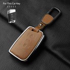 Aluminium Alloy Leather Car Key Case Cover For VW Volkswagen Passat B8 CC Arteon