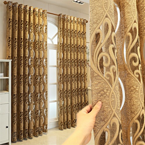 Semi Sheer Curtain Elegant Floral Embroidered Voile Curtain for Bedroom ...