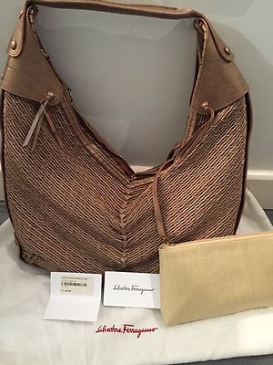 Vintage|Classic Salvatore Ferragamo Woven Bronze Tote Bag | Retail