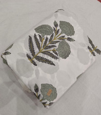 Hand Block Print Handmade Cotton Voile Indian Natural Sanganeri Print Fabric