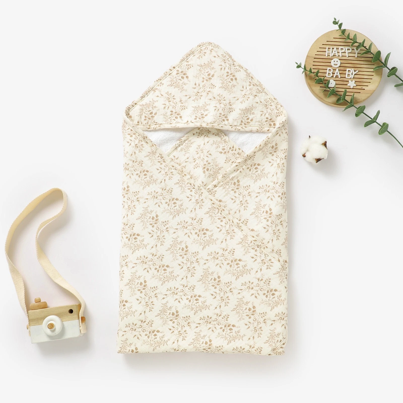 Neutral Floral Organic Cotton Muslin Hooded Baby Towel Neutral Shower Gift
Opens in a new window or