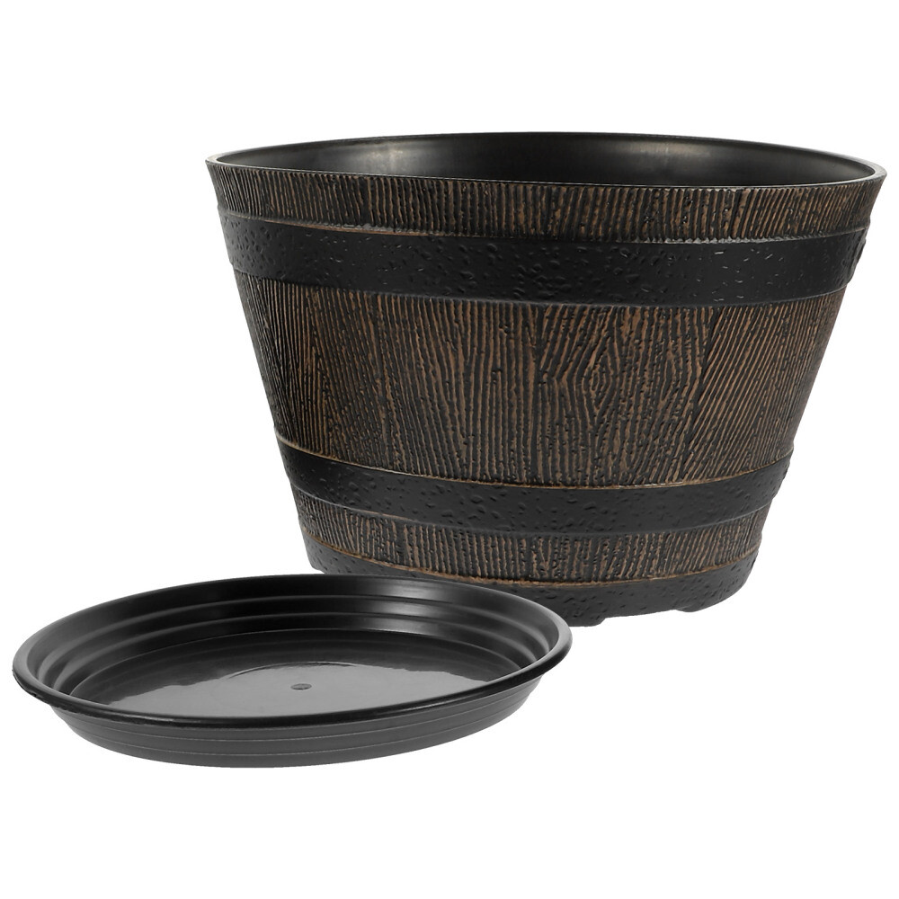 Maceta de barril de whisky jardinería maceta madera plástico suculenta