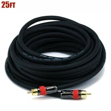 25FT Premium RCA Male to Male Digital Coax Audio Composite Video Subwoofer Cable