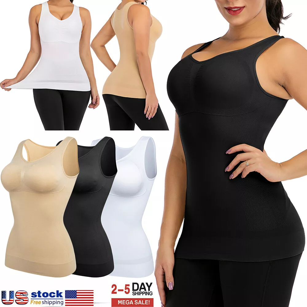 Women s Genie Vest Shapewear Built in Bra Tummy Waist Cami Shaper