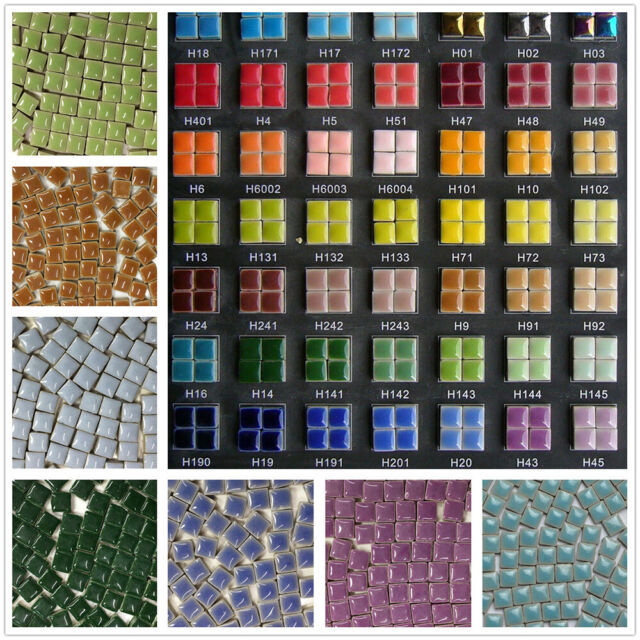 100pcs Square Tiles Mosaic Ceramic Colored Art Decor Handcraft DIY 9.5*9.5*5mm