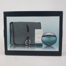 AQVA Pour Homme by Bvlgari 3 Pcs Set: 1.7 oz EDT Spray, Gel Pouch NIB
