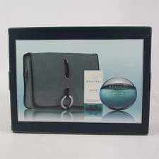 AQVA Pour Homme by Bvlgari 3 Pcs Set: 1.7 oz EDT Spray, Gel & Pouch NIB