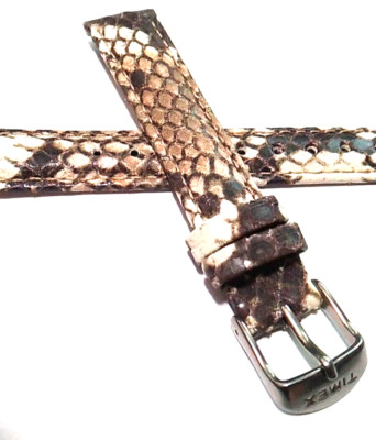 16mm Timex Padded Embossed Simulated Python Snake on Embossed Leather Watch Band