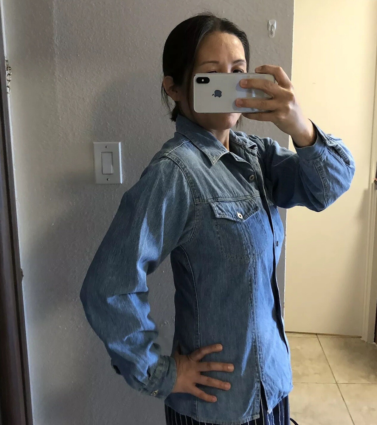 Vintage Milk Bar Club Japan Blue Denim Jean Shirt W… Gem