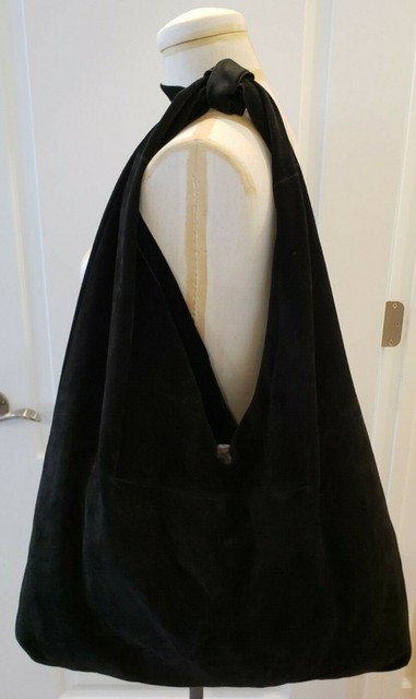 black suede hobo handbag