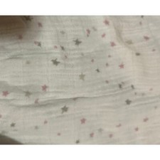 White Muslin Cotton Pink  Gray Star Pattern Crib Sheet Aden  Anais