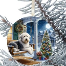 Old English Sheepdog Dog Hanging Bauble Gift Present Decoration Christmas