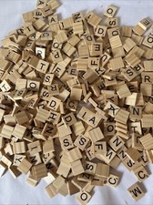 Wood Letter Tiles with Black Letters 3/4 lb