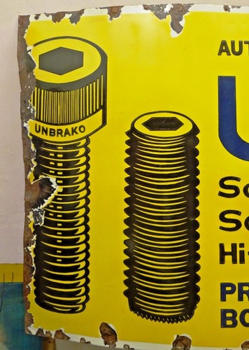 Vintage Porcelain Enamel Sign Unbrako Socket Head Cap Screw Hi-Titan Wrenches878 - Picture 4 of 7