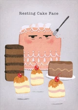 Designer Greetings Resting Cake Face Funny / Humorous Birthday Card