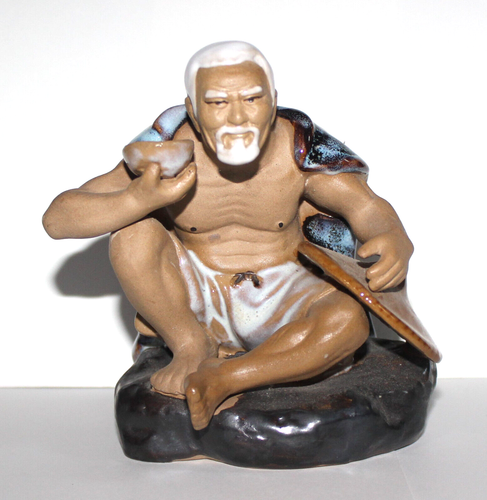 Estatuilla de colección china anciana Arroz Worker Shiwan Clay Mudman CQ1