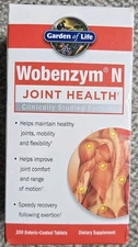 Garden of Life Wobenzym N Joint Health 200 Tablets Best By 8/25 Discontinued New