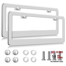 2 Pack License Plate Frames 2 Holes Rust-proof Chrome License Plate Silver 2 Pack License Plate Frames 2 Holes Rust-proof Chrome License Plate Silver