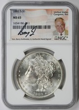 1882-S Morgan Dollar $1 MS 65 NGC Barry Goldwater Jr. Signature 1882-S Morgan Dollar $1 MS 65 NGC Barry Goldwater Jr. Signature