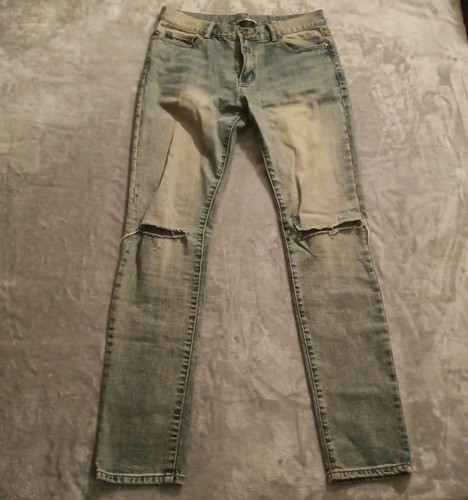 Saint Laurent Paris Men’s D02 LW Ripped Knee Skinny Denim Jeans 32W x 31L