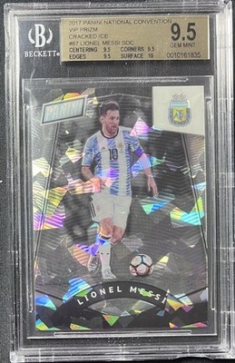 2017-18 Panini The National VIP Lionel Messi #87 Cracked Ice Prizm /25 BGS 9.5 +