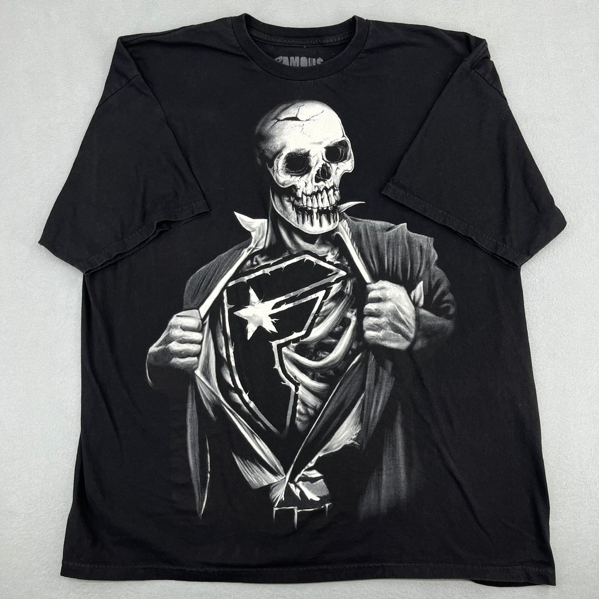 Famous Stars and Straps Mens XXL Black Skeleton Graphic T-Shirt 