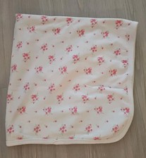 Little Me Baby Girl White Pink Floral Receiving Swaddle Blanket Cotton Flowers