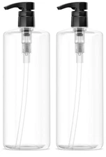 Empty Shampoo Bottles with Pumps (2-Pack 32Oz/1Liter/Large) Bpa-Free PETE1 Plast