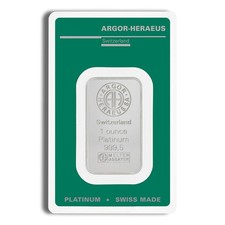 1 oz Platinum Bar - Argor-Heraeus (Carded) 1805.83 per troy oz