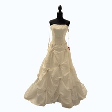 Emerald Bridal 5102 Strapless Beaded Pick-Up Wedding Dress Ivory Size 6 NEW